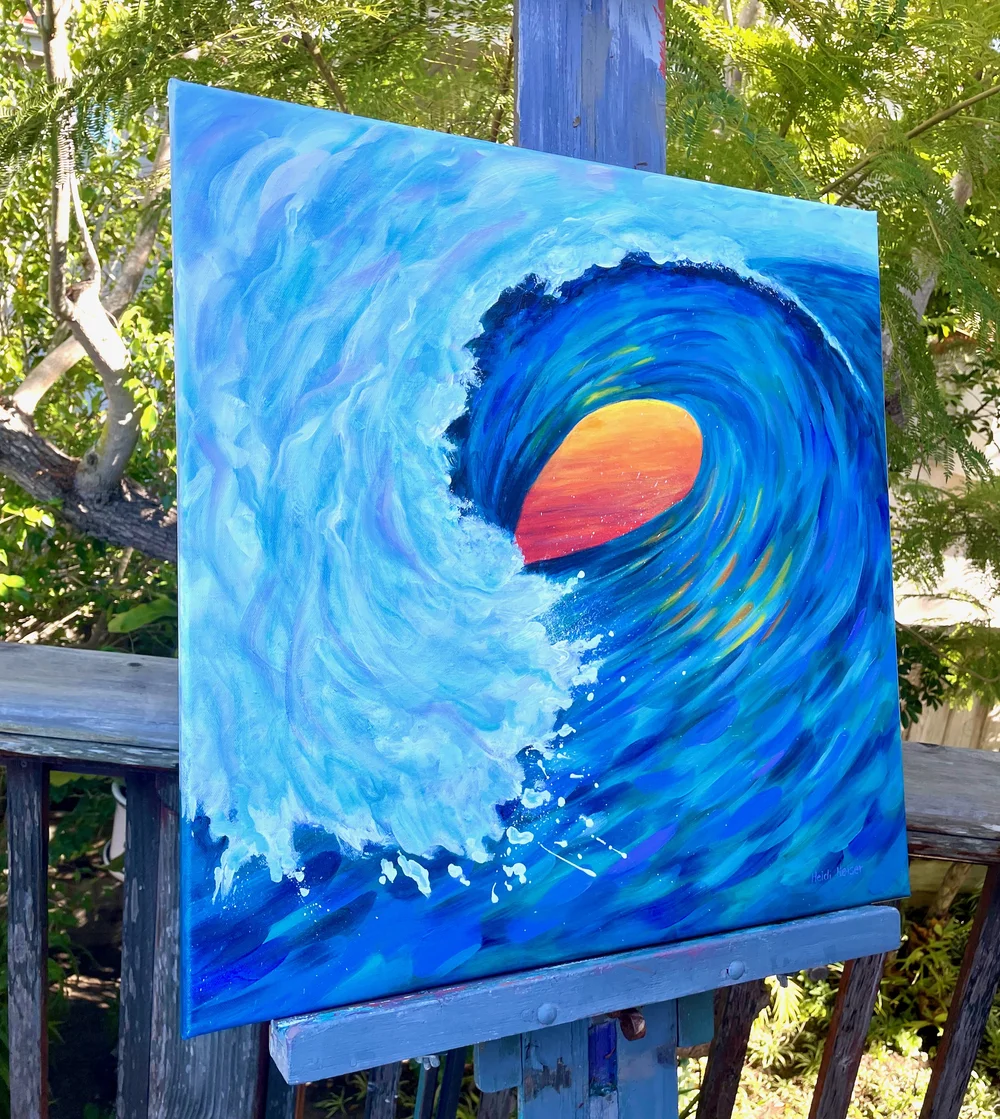 CURL OF THE WAVE is a bright, colorful original impressionist